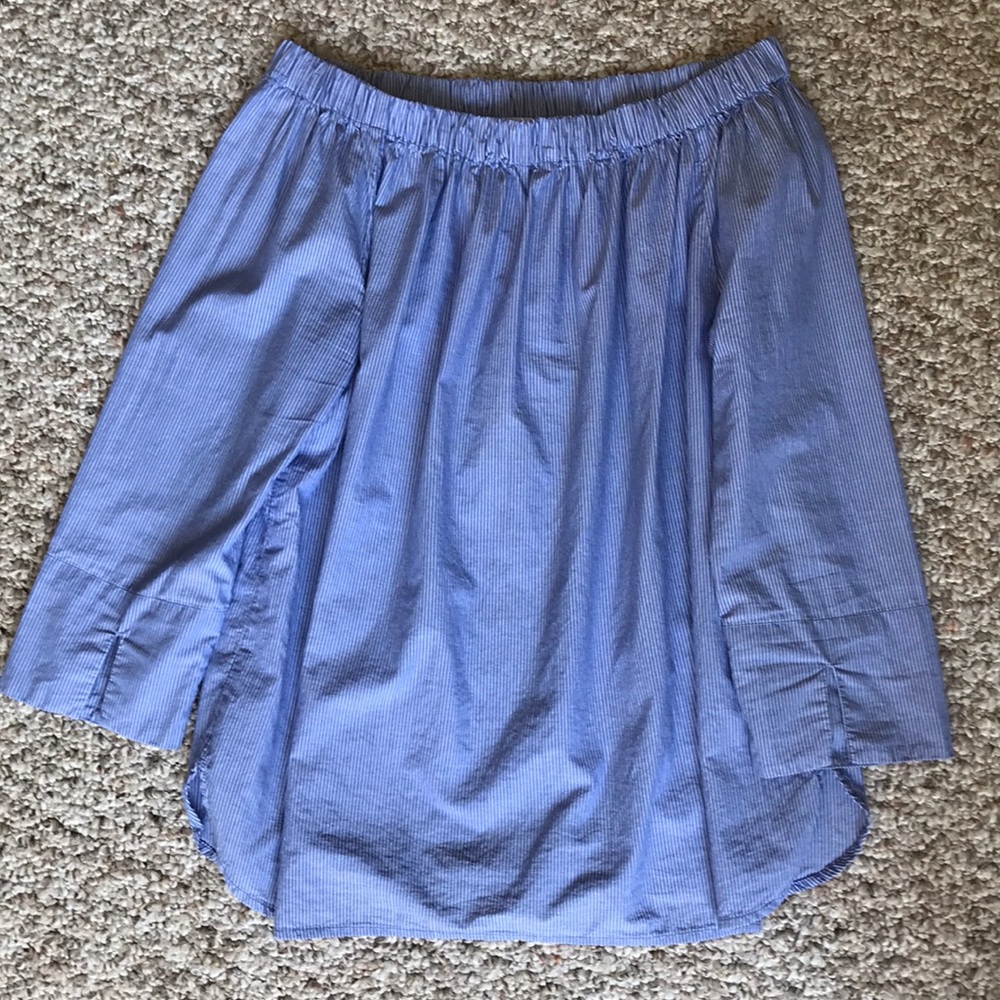 Off the shoulder blue and white striped top
